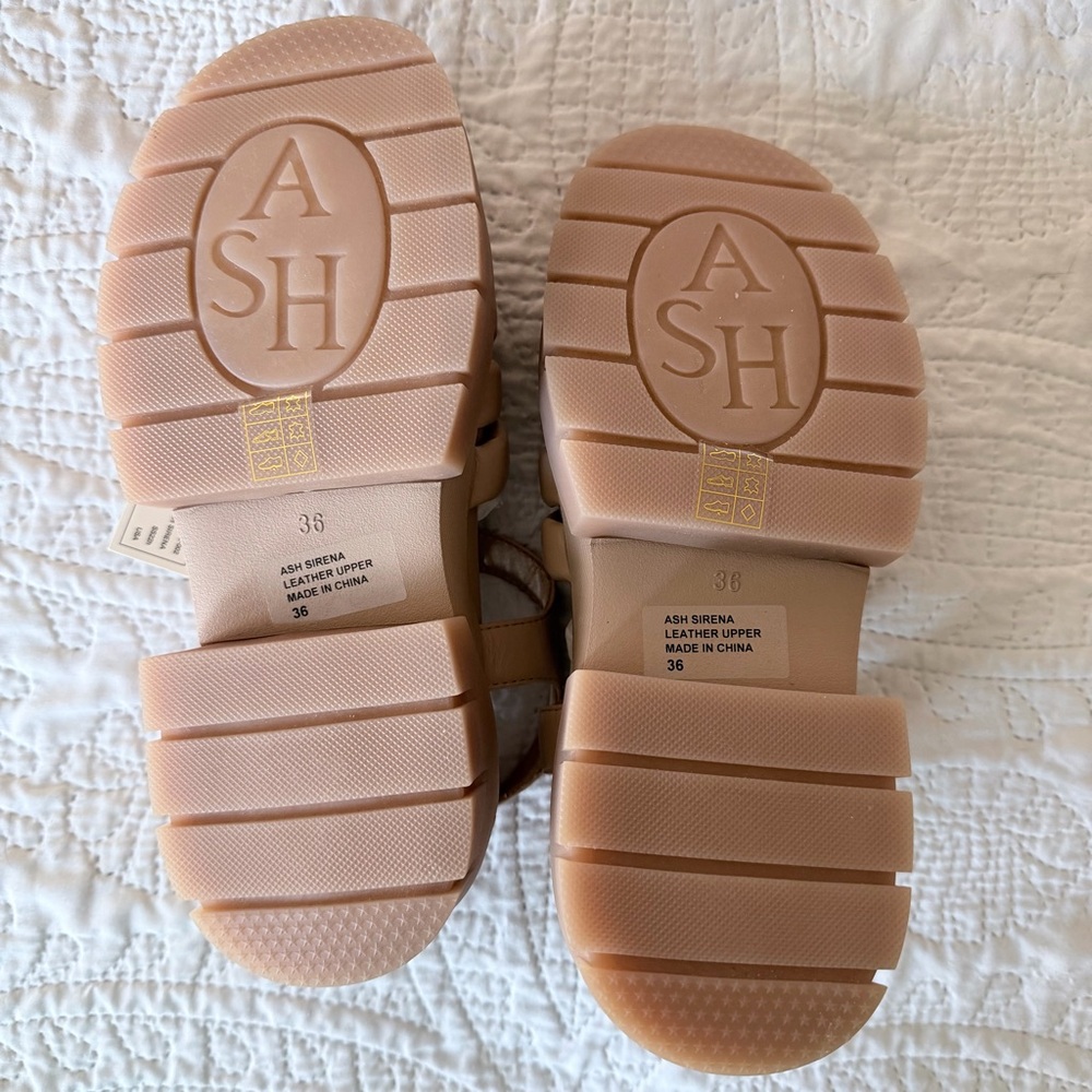 ASH Sirena Platform Sandal Nude Leather Platform Buckle Woven Rubber Sole 36 - Picture 8 of 8
